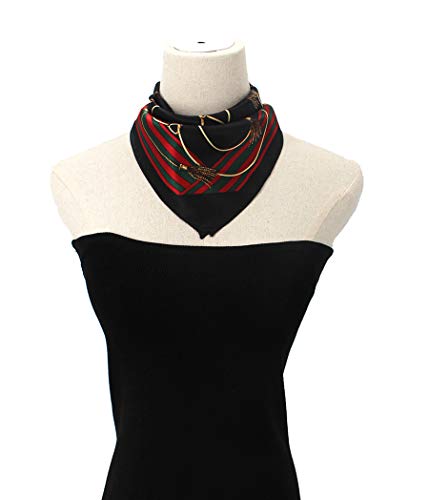 ANDANTINO 100% Mulberry Silk Scarf -21” Square Neckerchief with Gift Packed - color: Black & Red