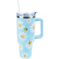 Daisy Tumbler 40 oz Tumbler with Handle Straw Lid Leak Proof - color: Daisy