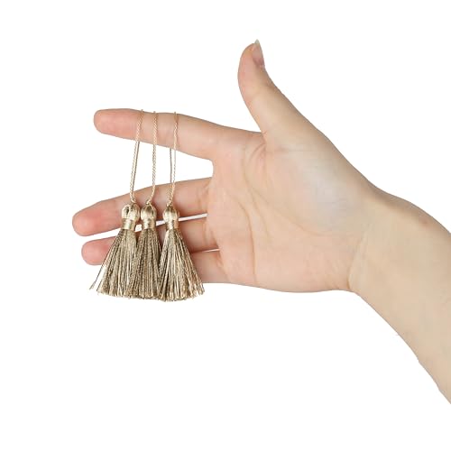 BEL AVENIR 45 pcs Mini Bookmark Tassels 3.75inch Silky Key Tassel - color: Mix Beige