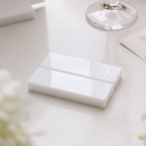 UNIQOOO 3" White Acrylic Stand | 20 Pack 3mm Slot Wedding Sign Holders, Perfect for Wedding, Table Number, Exhibition, Office, Restaurant, Business