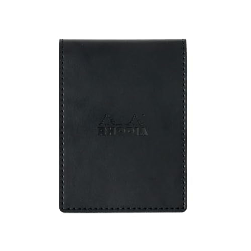 Rhodia cf11pucvbk Notepad with Cover No.11 (A7) PU Leather, Black (Blockrodia No.11 with Orange/80 Sheets/0.2 inch (5 mm) Square PEFC Certified) - size: A7, style: black