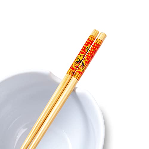 Disney Mickey Mouse Wild Wok Ceramic Dinnerware Set | Includes 20-Ounce Ramen Noodle Bowl and Wooden Chopsticks - color: Mickey Mouse Wild Wok