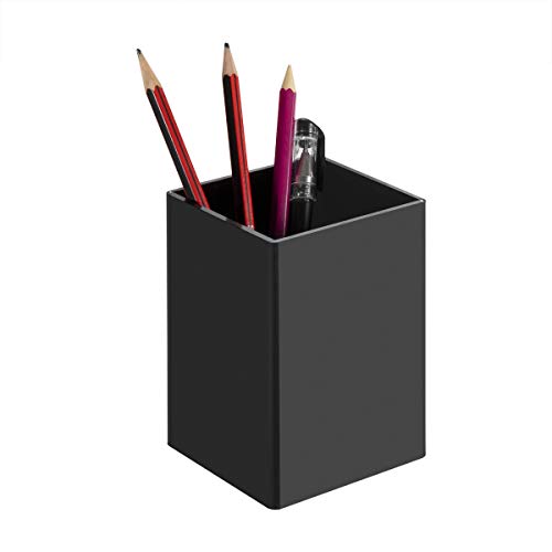 NIUBEE Black Acrylic Pen Holder 4 Pack, Desktop Pencil Cup Stationery Organizer for Office Desk Accessory - color: Black