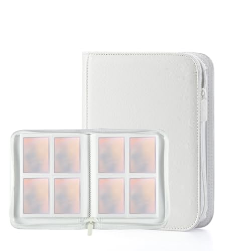 White Card Binder 4 Pocket, Trading Card Binder with Zipper, Holds 160 Card - color: White