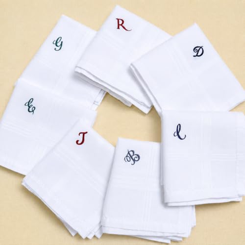 Monogrammed Handkerchiefs for Men 3-Pack Cotton, White Hankies - color: O