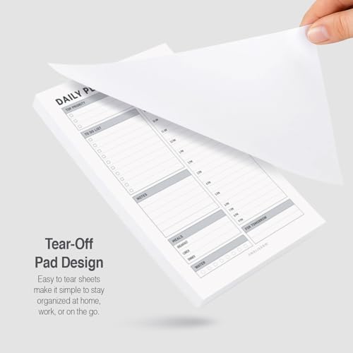 Daily Planner Notepad, 5.5 x 8.5" Tear-Off Pad – 70 Undated Sheets Focus-Enhancing Desktop Organizer with Hourly Schedule, To-Do List for Work, School (White, Checkbox, 1 Pack) - size: Checkbox, 1 Pack