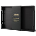 Fibogollo Bamboo Serving Trays with Metal Handles,Medium(Black) - style: Black-Medium