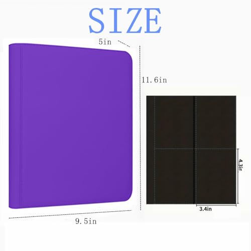 Toploader Binder,4-Pocket Double Sided Top Loaders Binder,Holds 128 Cards in 3"x4" Toploaders,PU Leather Card Binder Abulm for Toploader Trading,Sports,and Gaming Cards (Purple) - color: Purple