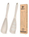 BUNDLEPRO Silicone Cooking Spoons for Nonstick Cookware, One-Piece, 2 Pack - color: Khaki