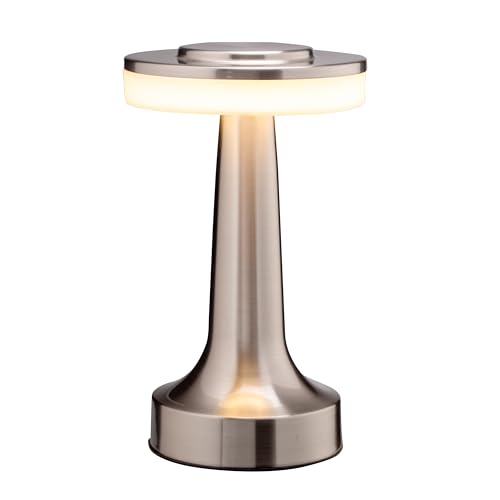 O'Bright Dome Cordless Rechargeable LED Mushroom Table Lamp, Silver - color: Silver