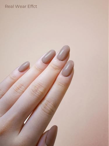 Real Gel Nail Strips (No UV Light Needed) - 44Pcs Salon Quality Nail Stickers - Long Lasting Polish Wraps for Women, Easy Apply & Remove (Minimal Nude) - color: Minimal Nude