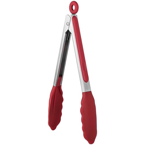 U-Taste Kitchen Tong for Cooking, 600ºF Heat-Resistant Silicone, 9in/Red - color: Red, size: 9 inch
