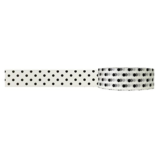 Wrapables Colorful Patterns Washi Masking Tape, Black and White Dots (Pack of 2) - size: 32.8084 Foot (Pack of 2)