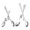 4pcs Stainless Steel Hanging Spoon Set 7.28in Curved Handle Coffee Stirrer Spoons for Tea Honey Jam Dessert Milk Home Kitchen Serving