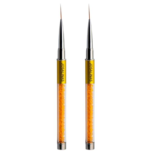 Nail Brushes Art Pen 2PCS, Gel Polish Painting Tools with Nail Extension Gel Builder, Salon at Home DIY Manicure (Gold-Liner#15mm) - color: Gold