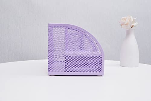 Annova Mesh Desk Organizer Office with 7 Compartments + Drawer/Desk Tidy Candy/Pen Holder/Multifunctional Organizer (Light Purple) - color: Light Purple