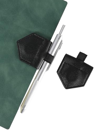 Magnetic Leather Bookmarks with Pen Holder Vegan Leather Book Marks Gifts for Reading Book Lovers Notebook Travelers (Black-2PC) - color: Black-2pc