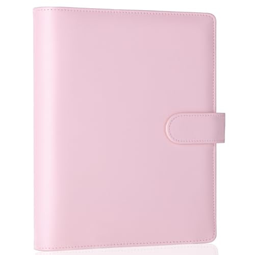 Antner A5 Binder 6 Ring Refillable Notebook Planner Cover for A5 Planner Inserts & Refill Paper, PU Leather Loose Leaf Budget Binder Personal Organizer Kpop Photocard Holder with Magnetic Buckle, Pink - color: Pink