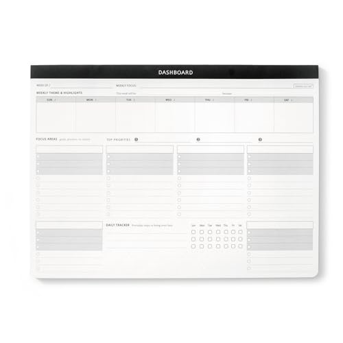 Weekly Dashboard Planner w/Daily Habit Tracker for Work Professionals - color: Black