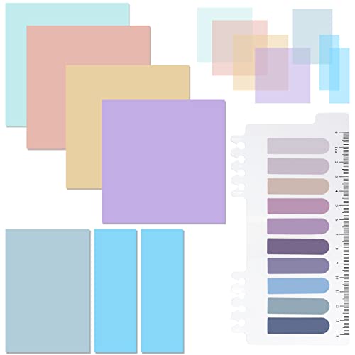 Pastel Transparent Sticky Notes, 550 Sheets Morandi Clear Sticky Tabs, Translucent Page Flags Book Markers Stickers, Bible Journaling Study Office School Supplies - color: 16 Colors