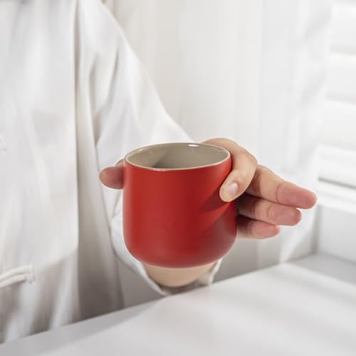 TEANAGOO Japanese Tea Cup, 7.2Oz / 205 ml,Red, H19, 4 Pcs/box, Japansese Cups,Chinese Tea Cups, Occupied Japan Tea Cups - color: Red, size: 7.2 fl oz (4-Count)