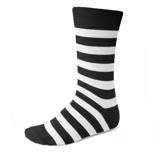 tiemart Men's Socks, Fits Men's Shoe Sizes 8-12 - color: Black and White Striped