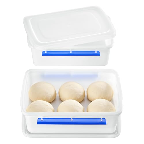 Vtopmart 2 Pcs Pizza Dough Proofing Box with Lids and Latches for 4-6 Balls