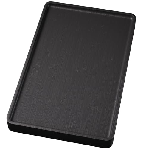 VERTORGAN Bamboo Serving Tray,15.8x9.8 Inch Trays,Home Decor(Black) - color: Black, size: 15.7" x 9.8" x 0.8"
