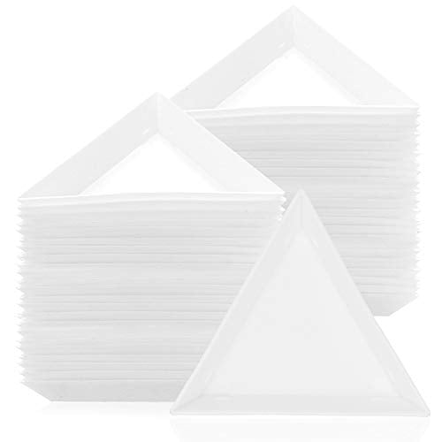 Triangle Sorting Trays,100 Pieces Plastic White Magical Sequin Rhinestones Tray Triangle Sorting Storage Plates Art Tray for Craft and DIY Needs (Triangle) - size: Triangle