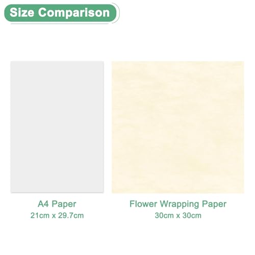 M METERXITY 152-Sheet Korean Cotton Wrapping Flower Paper, 11.8 Inch/ 30cm Waterproof Floral Wrapping Cotton Paper for Bouquets/Gift Packaging [Bright Beige] - color: Bright Beige