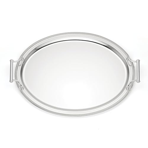 Reed & Barton Oval Silverplate Serving Tray with Handles, 17-inch - style: Oval