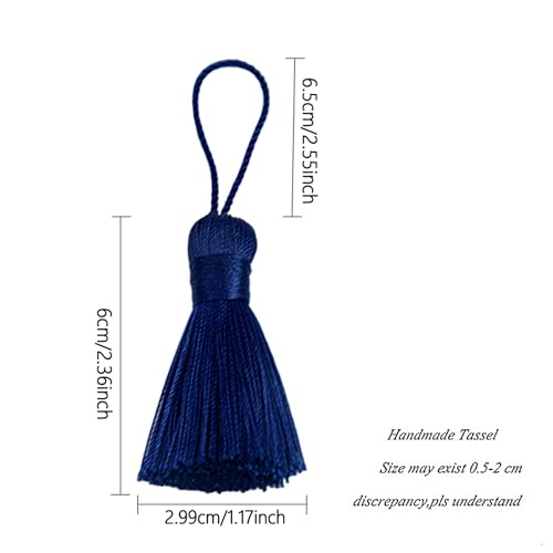 20Pcs 4.3 Inch Silky Mini Craft Tassels for Earrings, Souvenir(Dark Blue) - color: Deep Blue