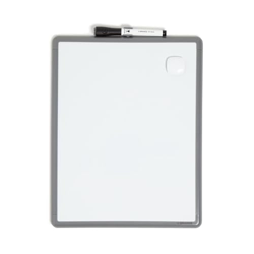 U Brands Contempo Magnetic Dry Erase Board White Board, 11" x 14", Gray Modern Frame, Includes Magnet and Marker - color: Gray