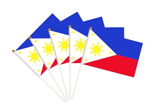 50 Pack Philippines Filipino Small Mini Hand Held Philippines Filipino on Stick Flags, Miniature National Country Flags,Party Decorations Supplies for Parades,International Festival - color: Philippines