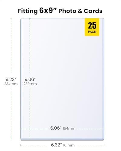 6x9 Toploader 25 Pack, Rigid PVC Jumbo Card Sleeves 39PT - size: 6 x 9 in – Fits Up to 6.06 x 9.06 in