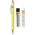 Pentel P205-97C Mechanical Automatic Pencil - Fluorescent Range - Single + 12 Hi-Polymer HB 0.5mm Refill Leads + Z2-1N Eraser Refills Tube of 4 (Fluorescent Yellow) - color: Fluorescent Yellow