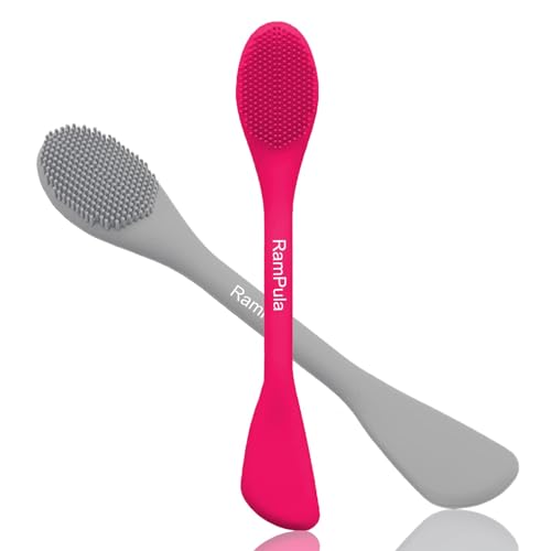 RamPula Silicone Facial Cleansing Brush Pores Cleaner,Remove Blackhead,Remove Acne,Face Massager,Applicator,Spatula,Mud Mask,DIY,Cream,Face Washing Clean,Body Lotion - color: Red and Grey