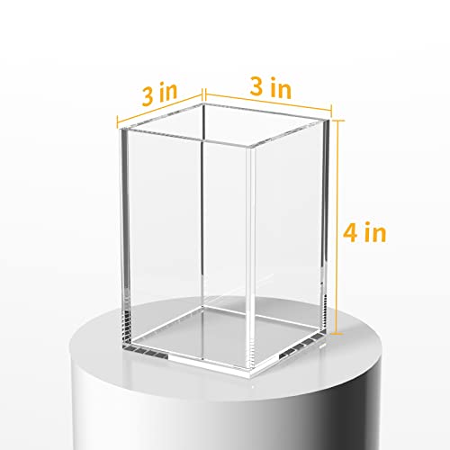 NIUBEE Acrylic Pen Holder for Desk, Clear Pencil Cup Organizer 4 Packs - color: Clear