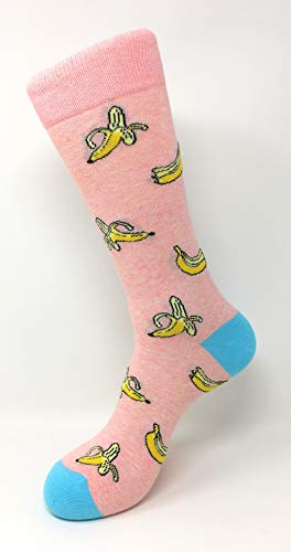 Urban Peacock Men's Novelty Fun Dress Socks Multiple Patterns/Multi-pair Options! - color: Bananas - Pink