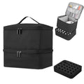 Buruis 2-Tier Nail Polish Bag, Nail Supplies Organizer, Black - color: Black