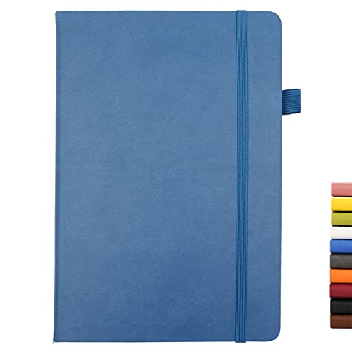 Lined Journal Notebooks with Pen Loop, Hardcover Notebook Journal for Work, 100Gsm Premium Thick Paper with Inner Pocket, Medium 5.7"x8.4", （Green-Blue, Ruled） - color: Green-blue, size: 1 Pack