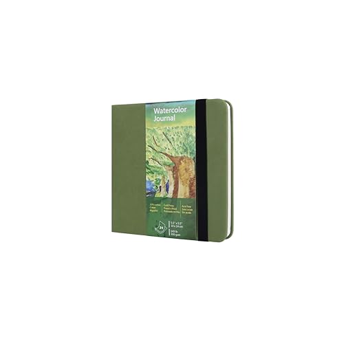 tumuarta Watercolor Journal,140 LB, 300 GSM, Cotton Paper, Cold Press, 24 Sheets, 48 Pages, Watercolor Paper Sketchbooks for Use As Travel Notebook and Mixed Media Pad, 5.5x5.5 - color: Green, size: 5.5x5.5"