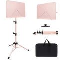 Mdvora 1 Pack Adjustable Pink Sheet Music Stand, with Carry Bag Clip Holder - color: 1 pack light pink, size: Standard Version