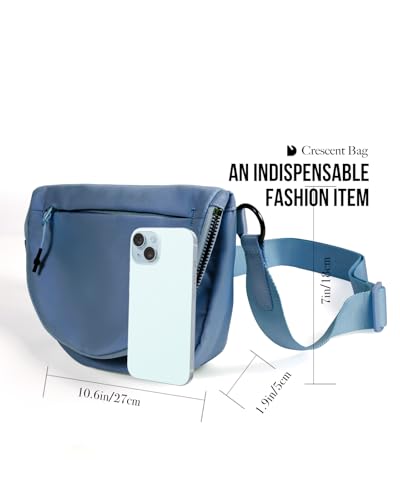 Crescent Bag for Women,Medium Nylon Crescent Bag Single Shoulder Bag - color: Blue