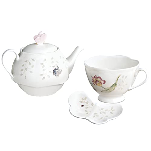 Lenox 6083927 Butterfly Meadow Teapot with Lid, White - style: Teapot with Lid, White