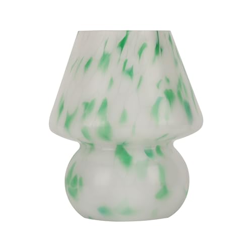 Mushroom Lamp with LED Bulb, Small Glass Bedside Lamp, Green&White - color: Green&White
