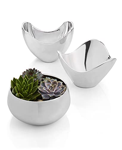 nambe Serve ware Collection Wave Bowl, Silver Serving Bowls, Large Salad Bowls for Kitchen, Entertaining, Side Dishes, Pasta, Dinner Parties, Kitchen Decor, Oven Safe, Easy Clean (9”)