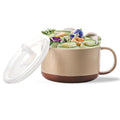 Jumbo Ceramic Soup Bowl with Lid, Microwave Safe - Beige - color: Beige, size: Set of 1