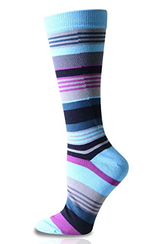 Men's Mid-calf Dress Socks in Comfortable Strechy Colorful Printed Premium Cotton, 3 Pairs Packed - color: Colorful Stripes