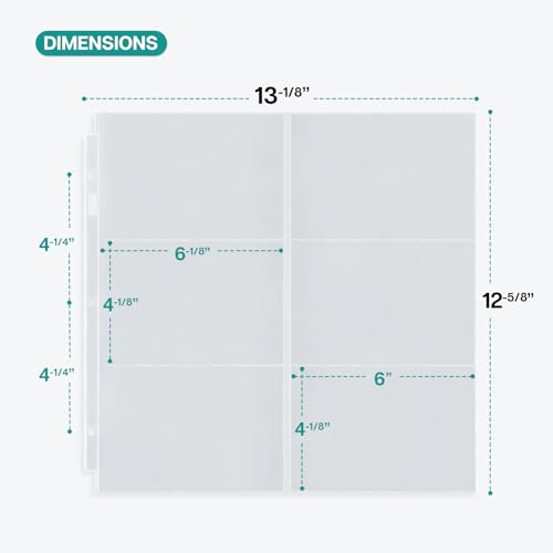 Dunwell 12x12 Scrapbook Page Protectors - 4x6 Photo Sleeves for 3 Ring Binder, 4x6 Photo Album Pages (25-Pack, Horizontal), Holds 300 Pictures, Scrapbooking Refill Sleeves, Fits Pioneer & WRMK Albums - size: 25 Pack, style: 4x6" Horizontal